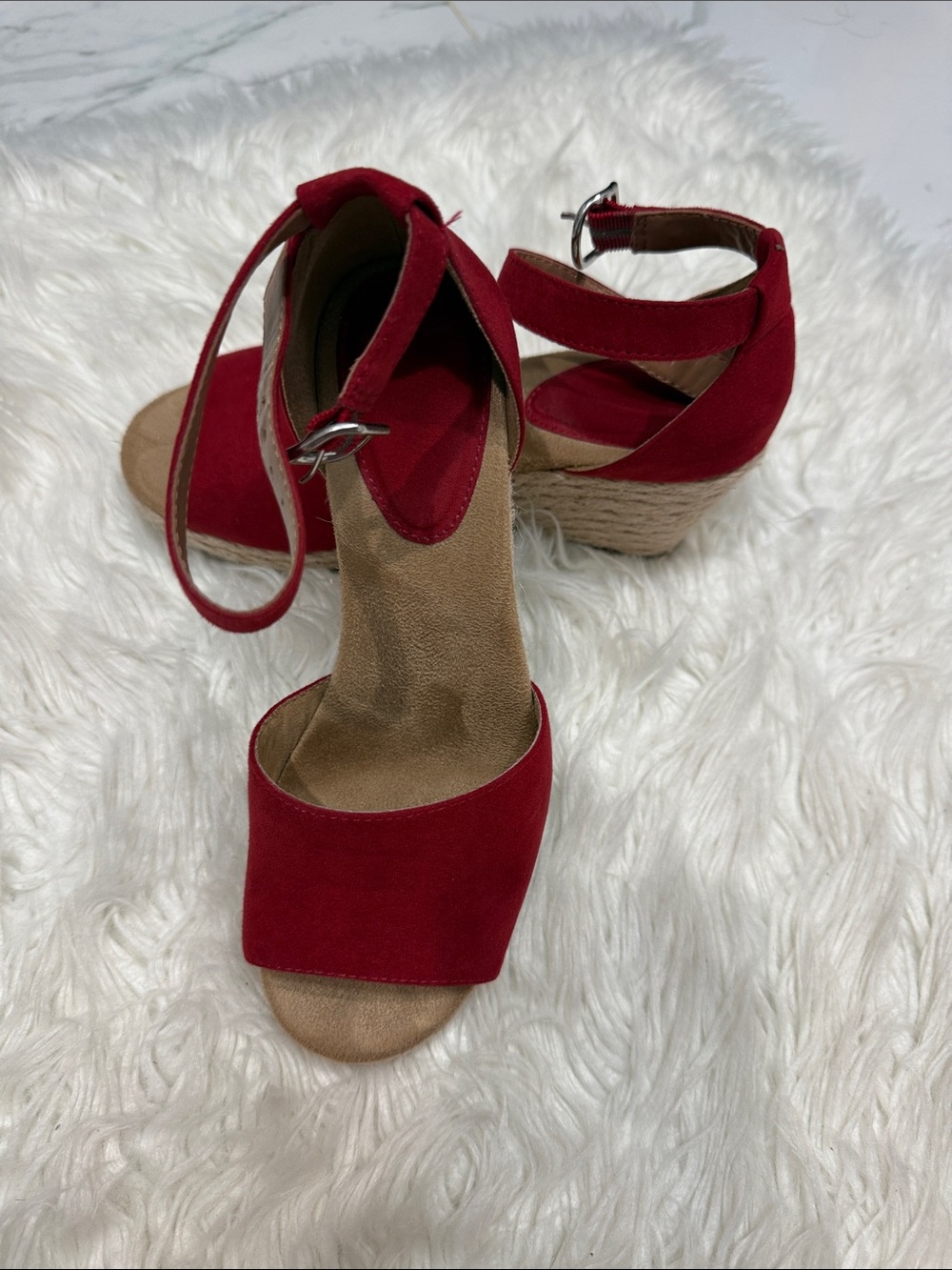 Style & Co. Red Espadrille Wedge Sandals with Ankle Strap